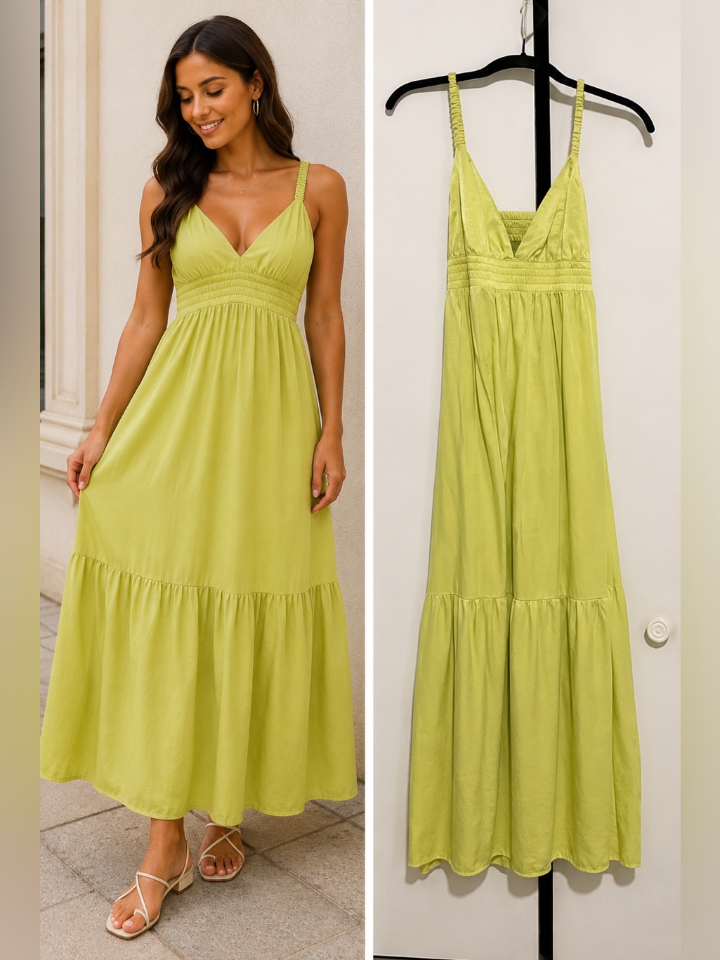 Lime Green Spaghetti Strap Maxi Dress